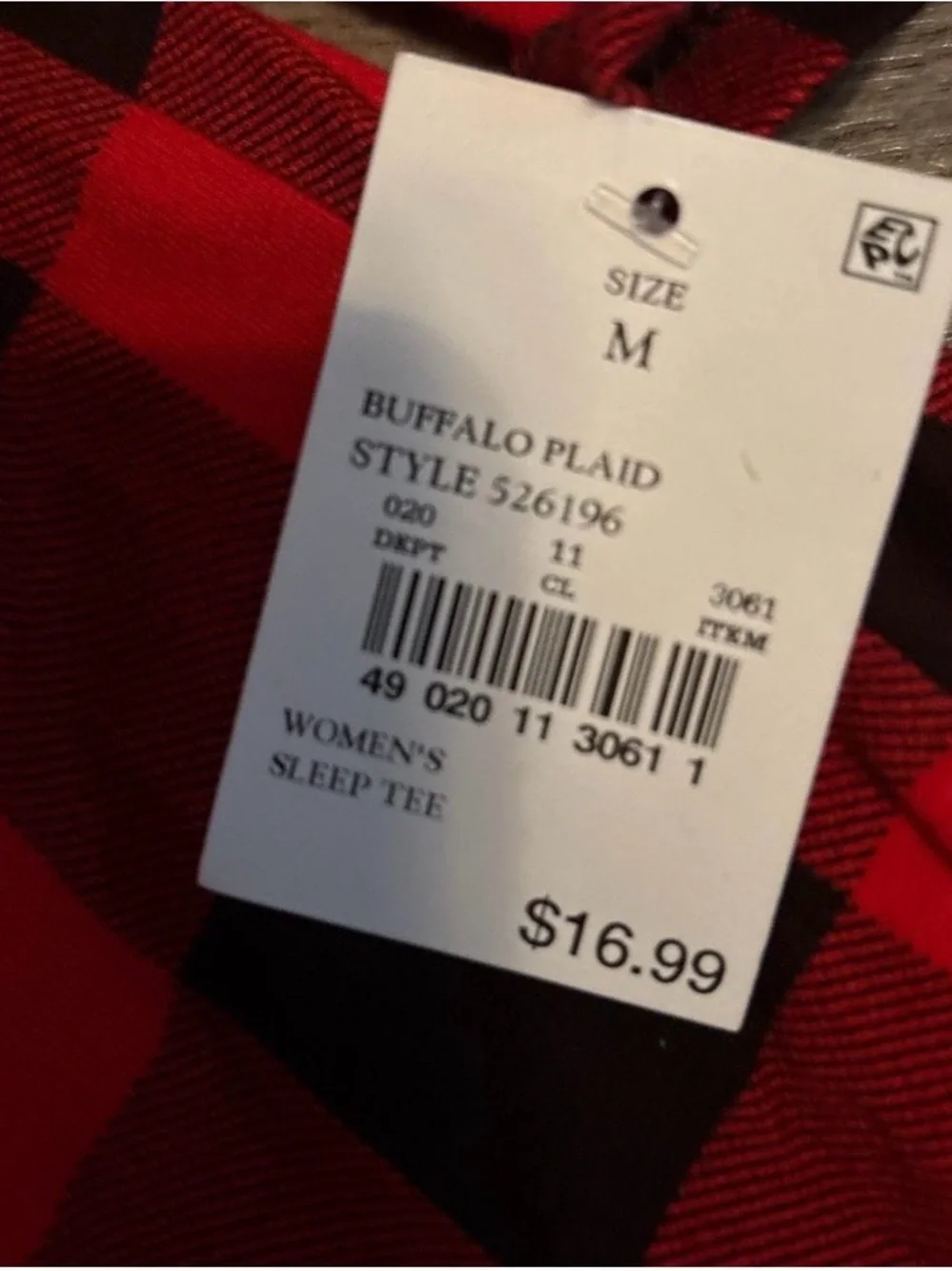Xhilaration Red and Black Buffalo Plaid Henley Sleep nighty Top